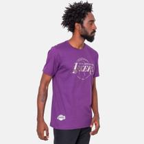 Camiseta Nba Los Angeles Lakers logo Metálico Exclusive Masculina Roxa - National Basketball Association