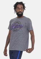 Camiseta NBA Metal Team Los Angeles Lakers Cinza Mescla Escuro