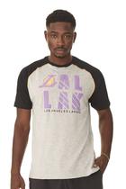 Camiseta NBA Raglan Los Angeles Lakers Cinza Mescla