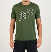 Camiseta New Balance Accelerate Print - masculino - verde+branco Camiseta New Balance Accelerate Print - masculino - verde+branco