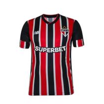 Camiseta New Balance Away SPFC Jogador Masculina - Vermelho Branco e Preto