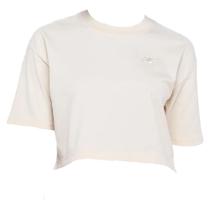 Camiseta New Balance Cropped Small Logo Bege Feminina