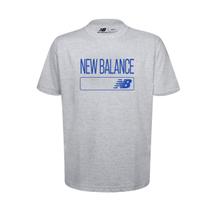 Camiseta New Balance Tenacity Print - masculino - cinza+azul