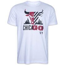 Camiseta New Era Regular NBA NETO 78 Chicago Bulls Manga Curta Branco Preto