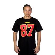 Camiseta NFL Kansas City Chiefs Kelce 87 NF023 - Preta Camiseta NFL Kansas City Chiefs Kelce 87 NF023 - Preta