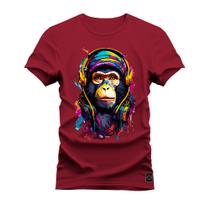 Camiseta Nft Monkey Plus Size Forma Grande Confortável Estampa Digital