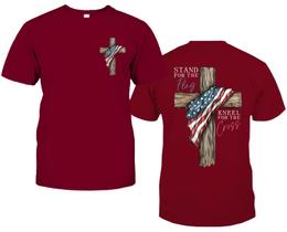 Camiseta Niaday Christian Patriotic Faith Stand para a bandeira, ajoelhe-se para a cruz Camiseta Niaday Christian Patriotic Faith Stand para a bandeira, ajoelhe-se para a cruz