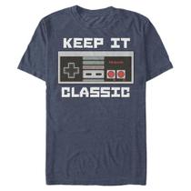 Camiseta Nintendo Keep it Classic Masculina - Navy Heather Camiseta Nintendo Keep it Classic Masculina - Navy Heather