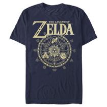 Camiseta Nintendo Zelda Cir para Homens - Azul Marinho - Tamanho M