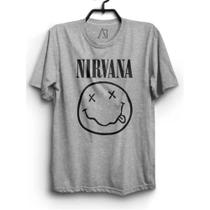 Camiseta Nirvana Banda Rock Emoji T-shirt Algodão Unissex