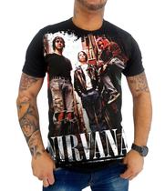 Camiseta Nirvana Kurt Cobain Camisa Banda Rock Masculina Preta