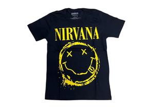 Camiseta Nirvana Logo Blusa Adulto Unissex Banda de Rock Kurt Cobain Bo535 Bm