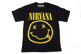 Camiseta Nirvana Logo Preta Banda de Rock Grunge Kurt Kobain MR018 BM Camiseta Nirvana Logo Preta Banda de Rock Grunge Kurt Kobain MR018 BM
