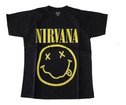 Camiseta Nirvana Logo preta Banda de Rock Grunge Smile EPI037 BM Camiseta Nirvana Logo preta Banda de Rock Grunge Smile EPI037 BM