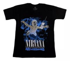Camiseta Nirvana Preta Nevermind Capa de Album Banda de rock EPI036 Camiseta Nirvana Preta Nevermind Capa de Album Banda de rock EPI036