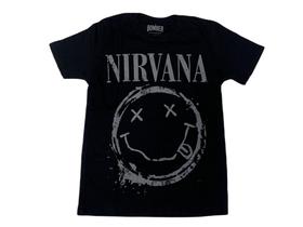 Camiseta Nirvana Smile Blusa Banda de Rock Logo Adulto Unissex Bof5004 BM