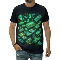 Camiseta Notas De Dinheiro Arte Crescer Riqueza Vitória