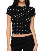 Camiseta NUFIWI Y2k Baby Polka Dot de manga curta para mulheres Camiseta NUFIWI Y2k Baby Polka Dot de manga curta para mulheres