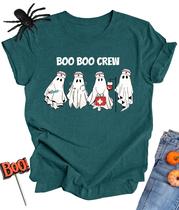 Camiseta OCURHU Boo Boo Crew Nurse, fantasia de Halloween, verde L Camiseta OCURHU Boo Boo Crew Nurse, fantasia de Halloween, verde L