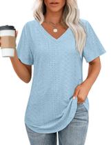 Camiseta OFEEFAN Plus Size com decote em V e manga curta, caimento solto