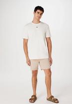 Camiseta Off-White Creme Lisa Básica Becker 100% Algodão Masculina