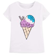 Camiseta Ohokama Fashion Toddler Girls Ice Cream 7 Anos Camiseta Ohokama Fashion Toddler Girls Ice Cream 7 Anos
