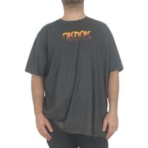 Camiseta Okdok Careca Large Tamanho Grande Mescla Escuro - Masculina