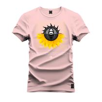 Camiseta Olho Girasol Plus Size Forma Grande 30.1 Penteada Estampa Digital