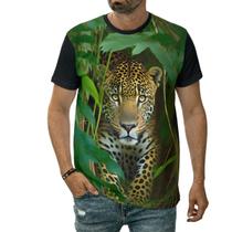 Camiseta Onça-pintada Animal Feroz Felino Camisa Natureza