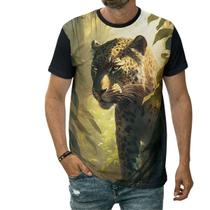Camiseta Onça-pintada Na Floresta Animal Feroz Natureza Camiseta Onça-pintada Na Floresta Animal Feroz Natureza