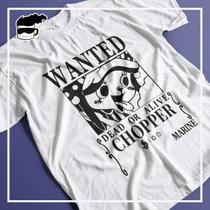 Camiseta One Piece Chopper Wanted Algodão Branca