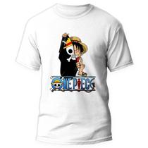 Camiseta One Piece Luffy Bandeira Pirata Unissex