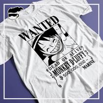 Camiseta One Piece Luffy Wanted Camisa Anime