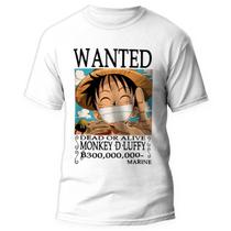 Camiseta One Piece Luffy Wanted Unissex Anime