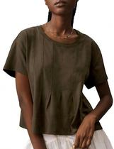 Camiseta OPCAKM, blusas fofas para mulheres, marrom de verão, tamanho GG