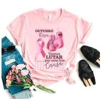 Camiseta outubro rosa blusa mês de combate ao cancer de mama - VIDAPE