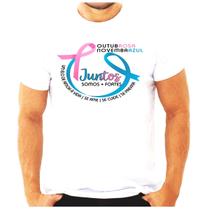 Camiseta Outubro Rosa Novembro Azul Juntos Somos Mais Fortes Campanha Contra Câncer Blusa Camisa