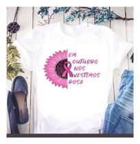 Camiseta Outubro Rosa Unissex Blusa Campanha Luta Contra O Câncer Rosa ou Branca