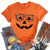 Camiseta Ovazly, fantasia feminina de Halloween, estampa de abóbora Camiseta Ovazly, fantasia feminina de Halloween, estampa de abóbora