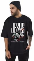Camiseta oversize luken lk estampada Jesus cruz