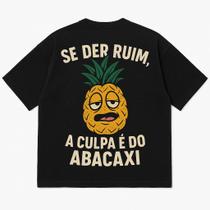 Camiseta Oversized Abacaxi Rave Festa Preta 100% Algodão Camiseta Oversized Abacaxi Rave Festa Preta 100% Algodão