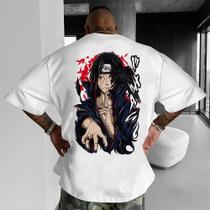Camiseta Oversized Algodão Anime Uchiha Itachi Clan Mangekyou Sharingan