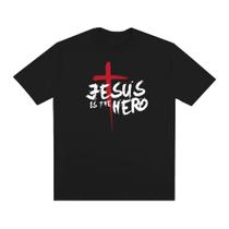 Camiseta Oversized Basic Jesus Is Hero