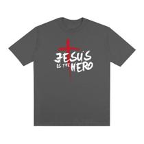 Camiseta Oversized Basic Jesus Is Hero