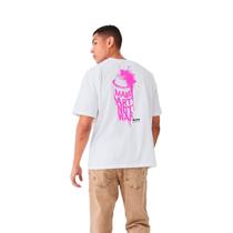 Camiseta Oversized Branca Make Art Not War Rosa Camiseta Oversized Branca Make Art Not War Rosa