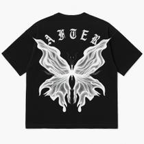 Camiseta Oversized Butterfly Preta - Estampa DTF 100% Algodão Premium Camiseta Oversized Butterfly Preta - Estampa DTF 100% Algodão Premium