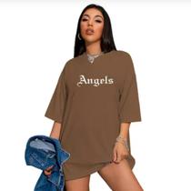 Camiseta Oversized Camisa Feminina Angels Treino 100% algodão