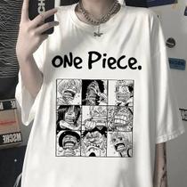 Camiseta Oversized Camisa One piece Feminina Anime Blusa Larga Branca