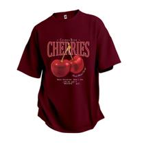 Camiseta Oversized Cherry Cereja Moda Foto Treino Casual Camiseta Oversized Cherry Cereja Moda Foto Treino Casual