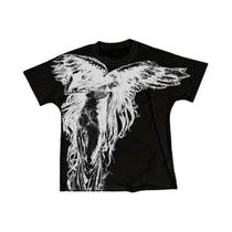 Camiseta Oversized Com Estampa Gótica Estilo Y2K, Gola Redonda, Algodão, Casual, Streetwear Para